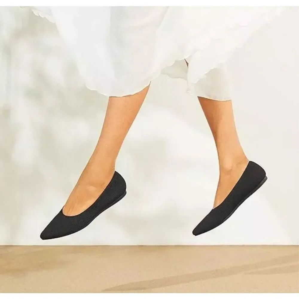 VIVAIA Black Knit Pointy Toe Flats